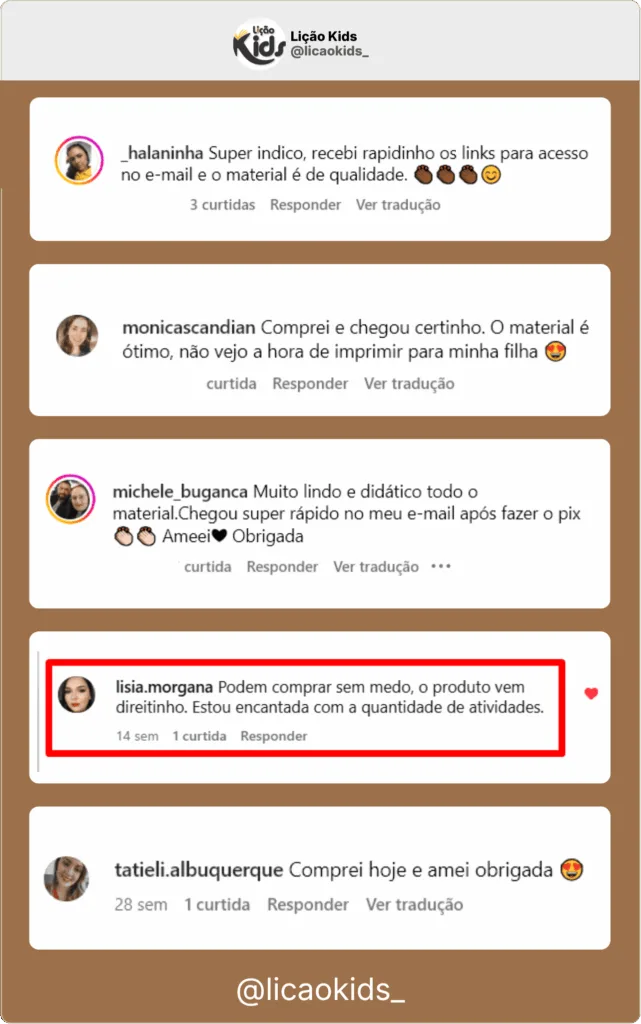 Depoimentos de famílias e alunos